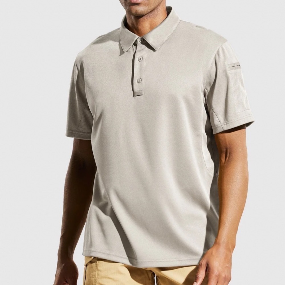 MIER Polo Shirt Mens XXL Light Khaki Outdoor Performance Tactical Short Sleeve